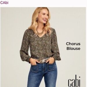 Cabi Floral Boho Long Sleeve V-Neck Top Size Large